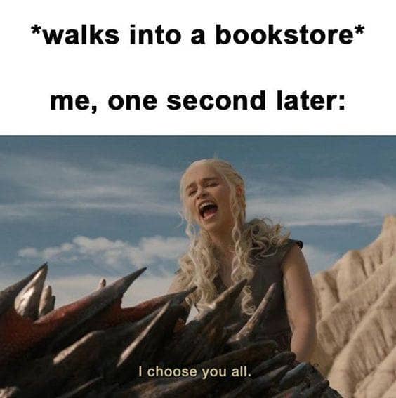 Walks into a bookstore