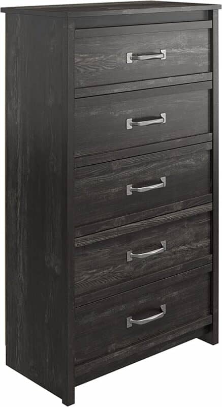 Ameriwood Home Draven 5 Drawer Dresser, Black Oak