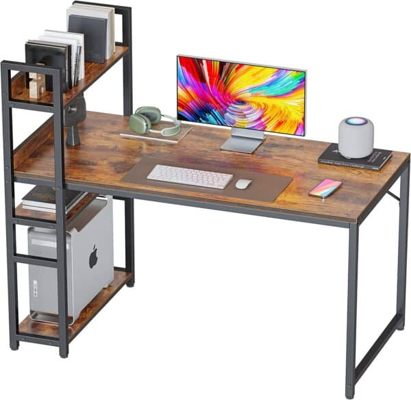 CubiCubi Computer Desk 47 inch with Storage Shelves Study Writing Table for Home Office