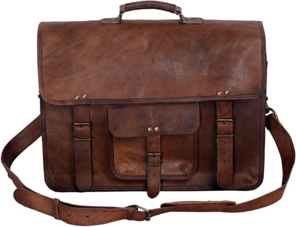 KPL 18 INCH Leather Briefcase Laptop Messenger Bag