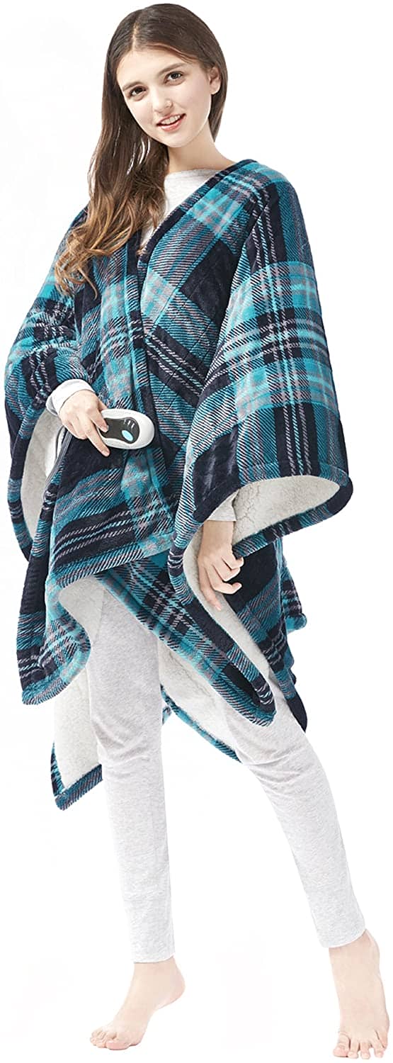 Beautyrest Ultra Soft Sherpa Fleece Electric Poncho Blanket