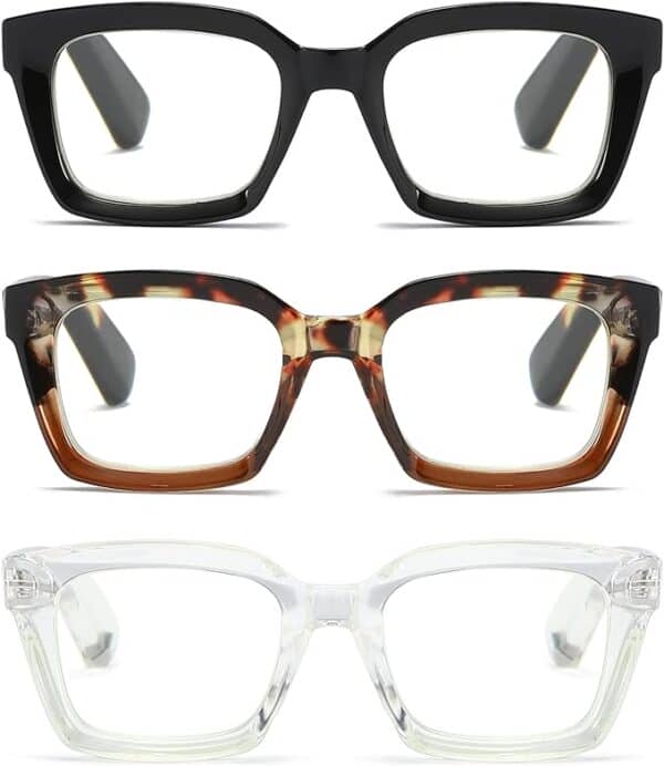 ZXYOO 3 Pack Oversize Square Design Reading Glasses