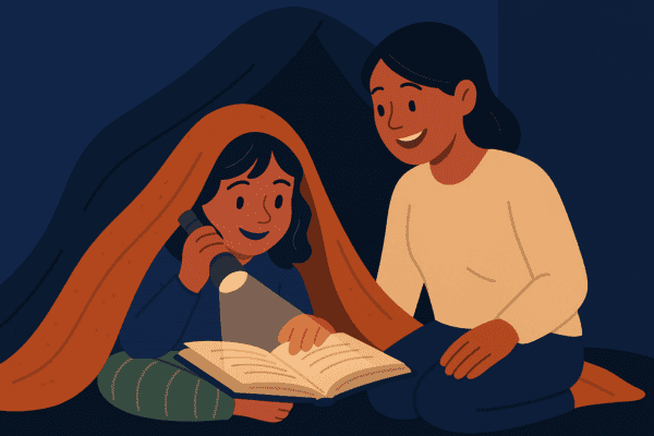 Cozy Blanket Reading Scene